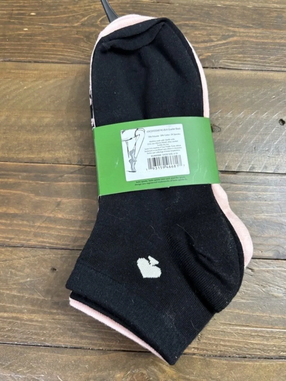 NEW kate spade 3 pack Black & Light Pink Leopard Quarter Socks